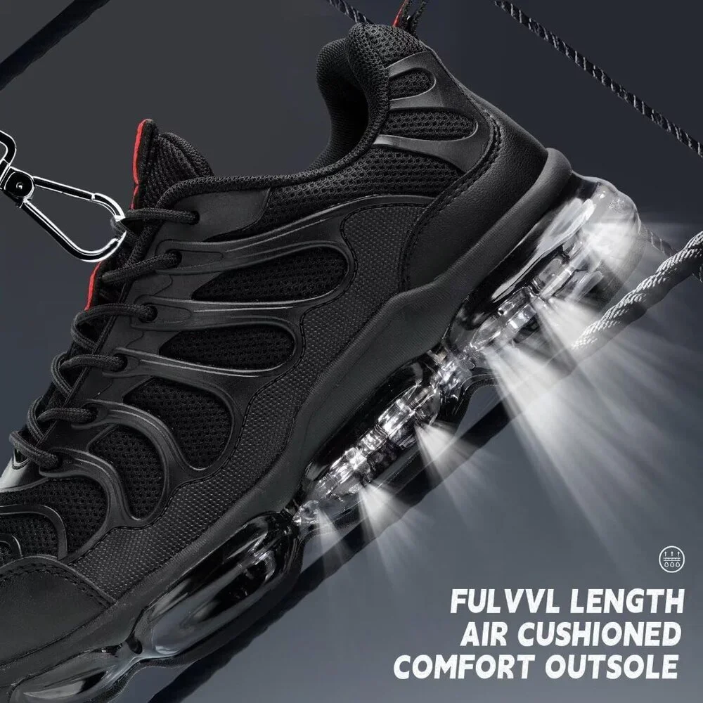 Men's Black Tennis Sneakers Casual Non Slip Breathable Trail Sport Gym